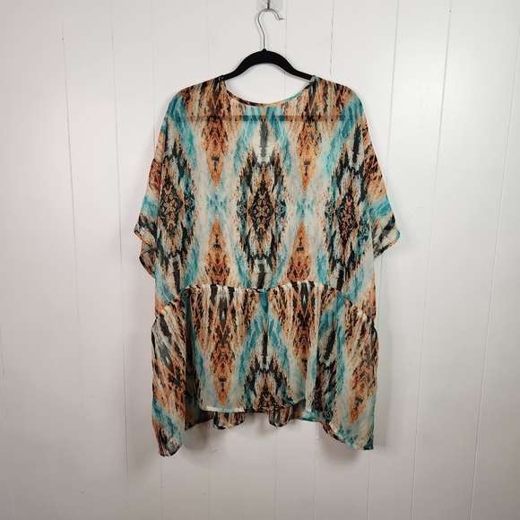Penningtons Swim Cover-Up Sheer Top Beach Plus Size 4X Lightweight Tie-Dye - Picture 2 of 6